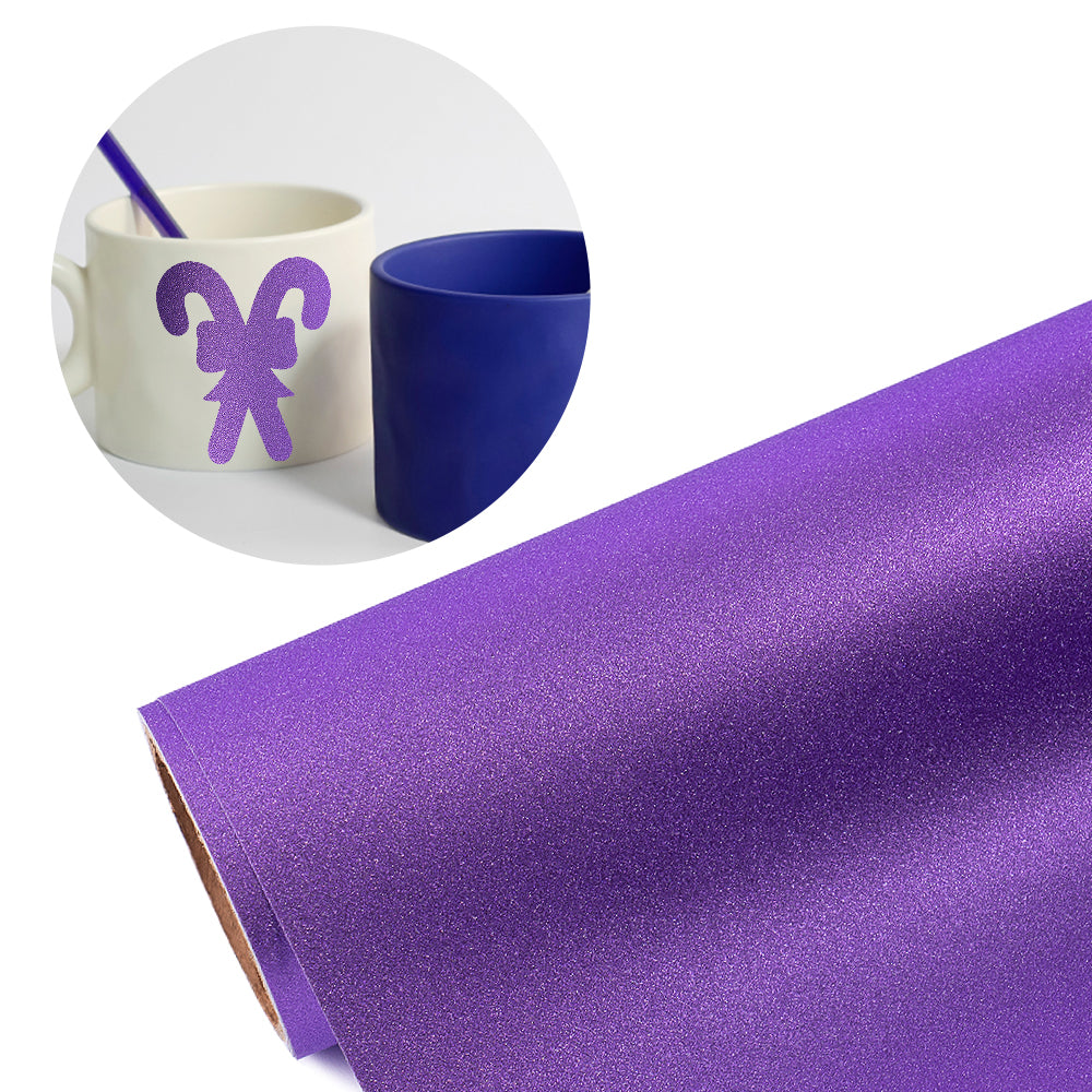 WRAPXPERT Purple Glitter Permanent Vinyl,Purple Sparkle Shimmer Vinyl  Permanent Roll,12x5FT Holographic Glitter Adhesive Vinyl Roll for Graphics