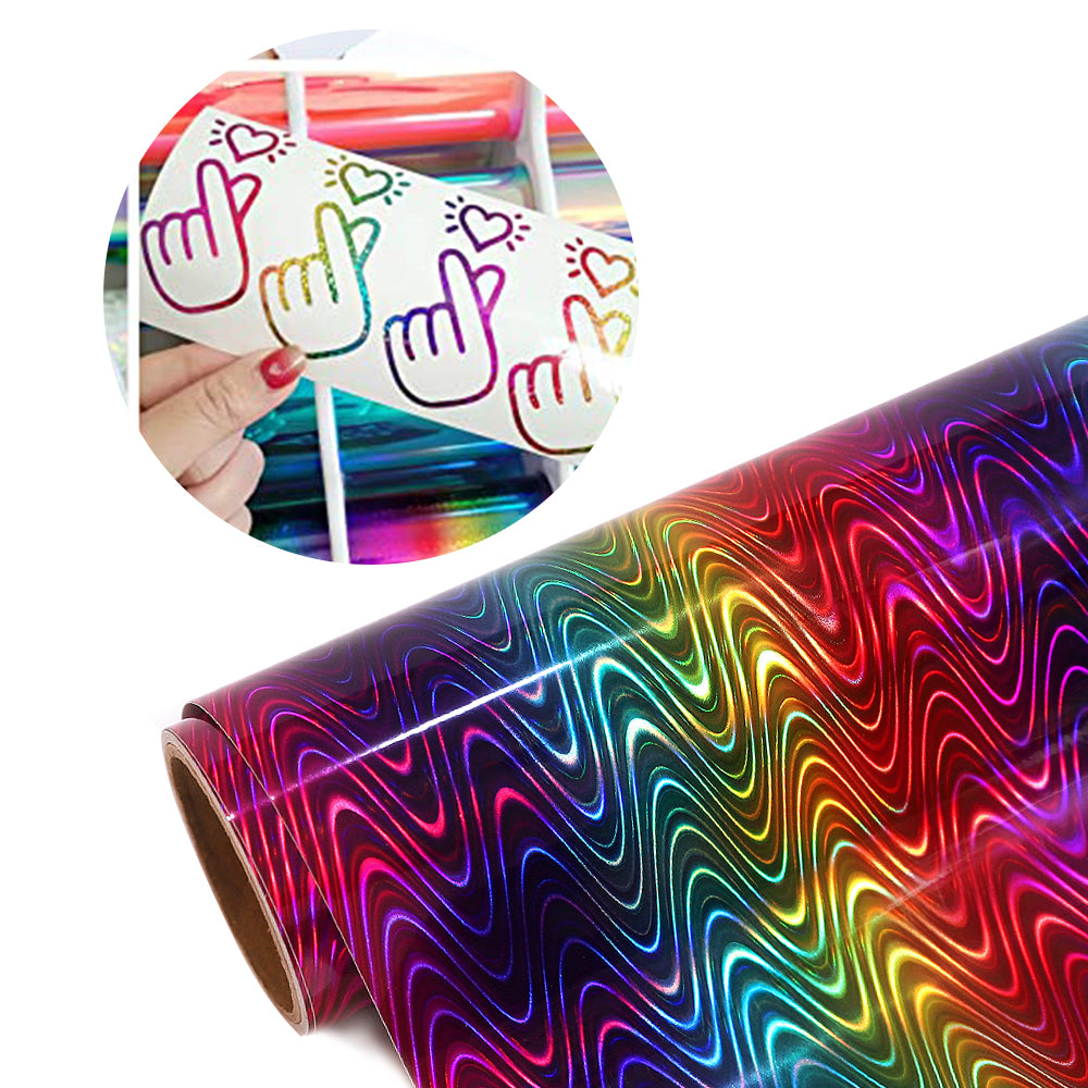 Blue Rainbow Chrome Sign Vinyl Holographic Permanent Adhesive