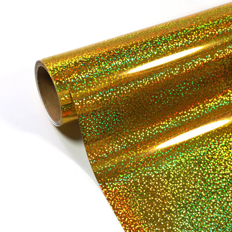 WRAPXPERT Yellow Glitter Permanent Vinyl,Yellow Sparkle Shimmer Vinyl  Permanent Roll,12x5FT Holographic Glitter Adhesive Vinyl Roll for Graphics