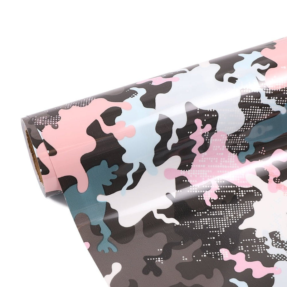 Pink camouflage craft vinyl - HTV - Adhesive Vinyl - pink black camo p
