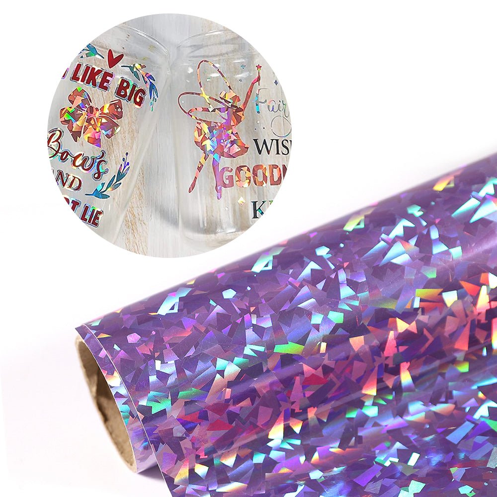 Holographic Crystal Tape, with Self-Adhesive (1 inch x 50 ft, Purple)