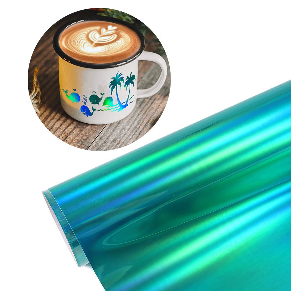 Holographic Self Adhesive Vinyl Iridescent Silver Film Craft Cup Peel and  Stick