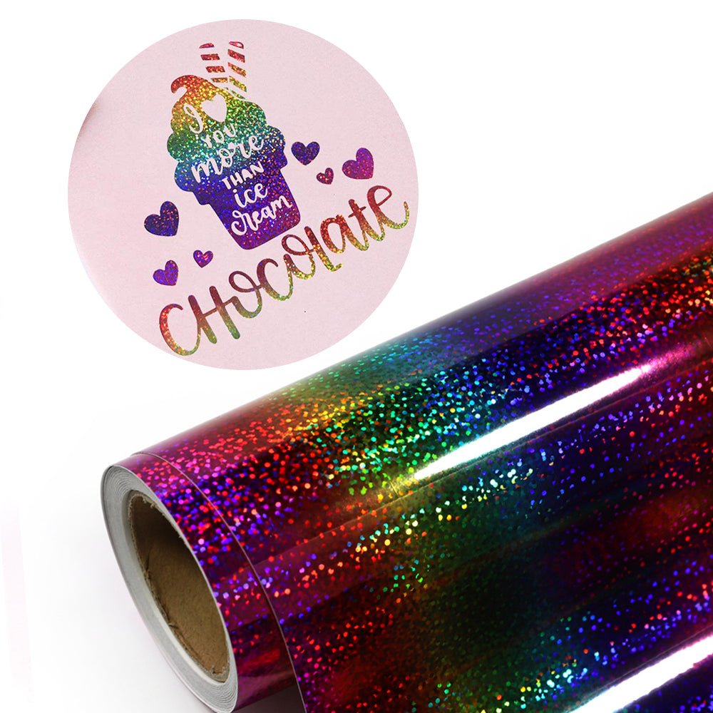 Glitter Swirl Rainbow Holographic Adhesive Vinyl Sheets By Craftables