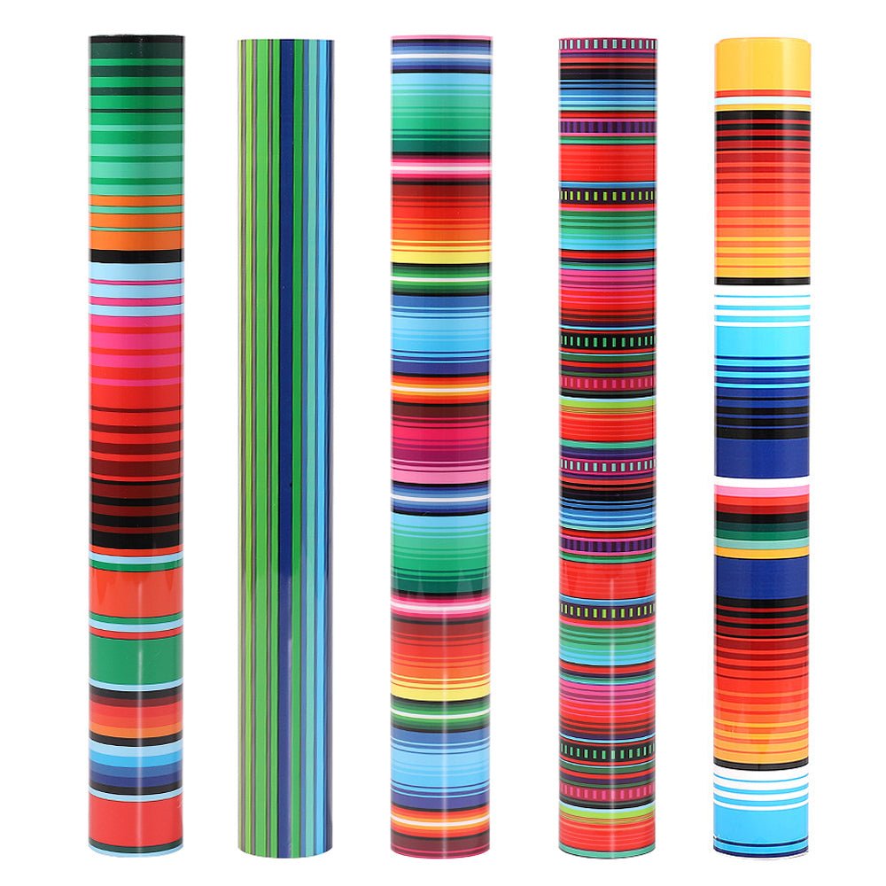 Voss Heat Transfer Rainbow Stripe Pattern Bundling Roll Soft Metal HTV for Ironing Clothes and Other Fabrics, Size: Small